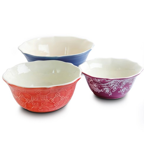 The Pioneer Woman Set of 3 10-inch Salad Bowls in Assorted Patterns 