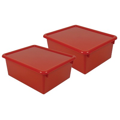 Romanoff Products Romanoff Plastic Stowaway 5" Letter Box with Lid Red Pack of 2 (ROM16002-2)