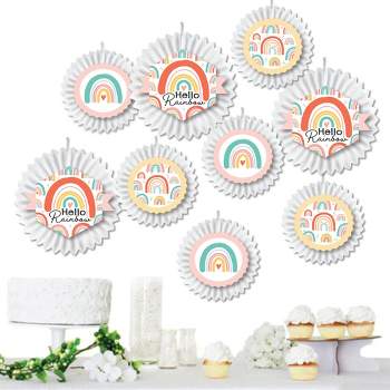 Big Dot of Happiness - Cheerful Happy Birthday - Hanging Colorful Birthday Party Tissue Decoration Kit - Paper Fans - Set of 9