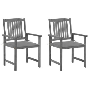 vidaXL Acacia Wood Patio Chairs with Gray Wash Finish and Cushions - Set of 2 - 1 of 4