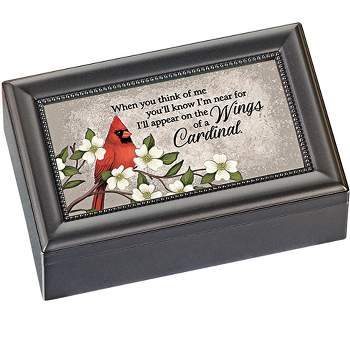 Collections Etc Wings of a Cardinal Jewelry Music Box 6 X 4 X 2.5 Black