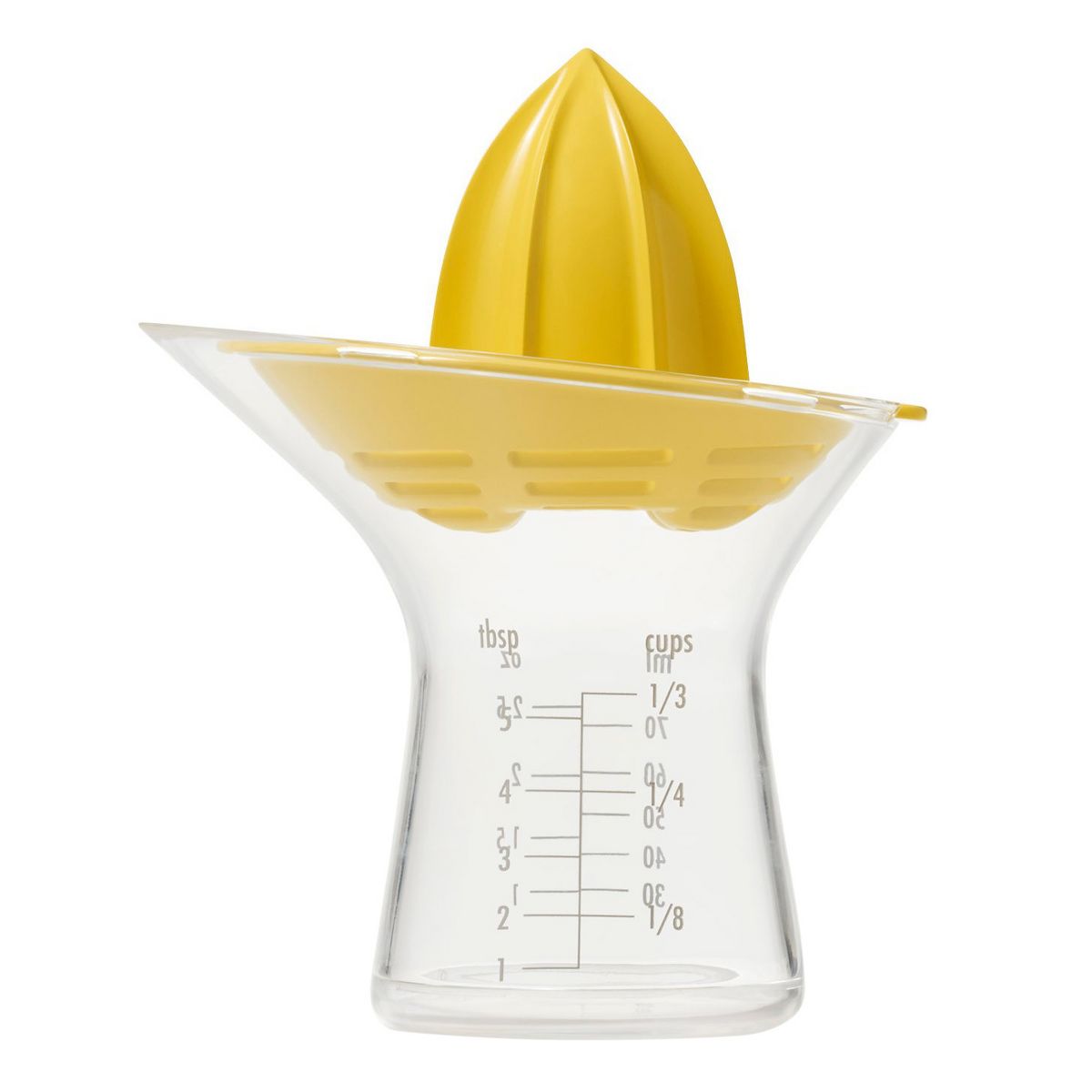 OXO Small Citrus Reamer: Yellow Plastic Juicer, Dishwasher-Safe, 5" Height, 3.6" Width & Depth