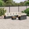 vidaXL 10 Piece Patio Sofa Set with Cushions Black Poly Rattan - Black and Cream With Table - 2 of 4