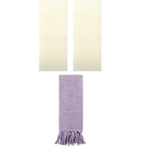 REGALWOVEN 3 Packs Cotton Soft Absorbent Tassels and Waffle Hand Towel - 1 of 4