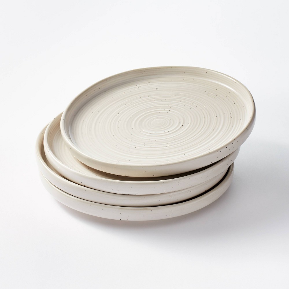 10.6" 4pk Stoneware Glazed Dinner Plates Cream - Threshold designed with Studio McGee