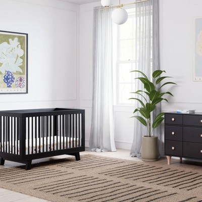 Hudson Black 3-in-1 Convertible Crib with Toddler Rail