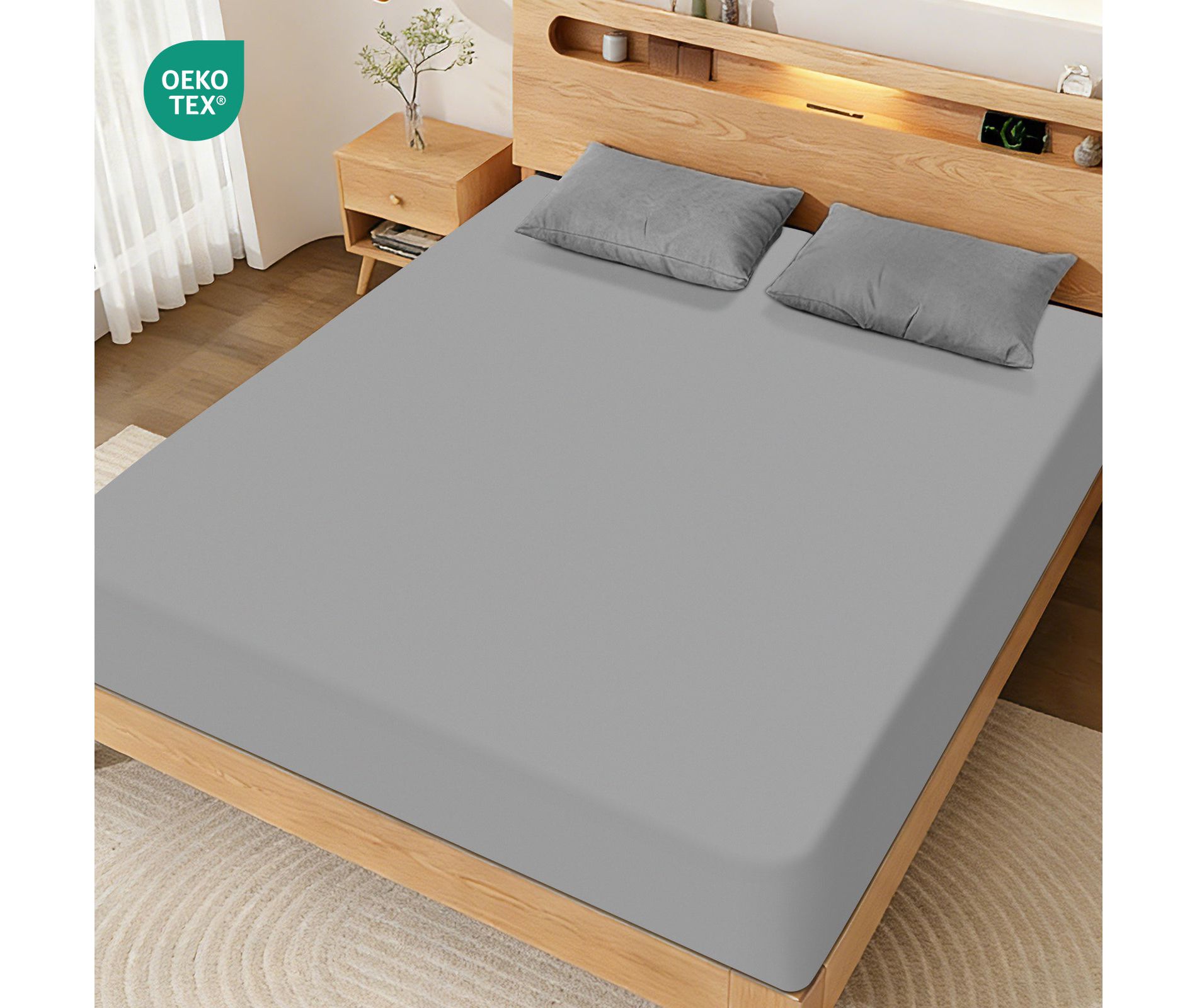 Twin Fitted Sheet 2 Pack, Twin Bedding Fitted Sheets with Deep Pocket up to 14", Grey, Shrinkage & Stain Resistant Bed Sheets