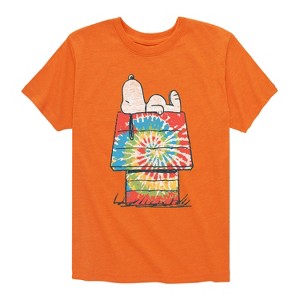 Boys' - Peanuts - Snoopy Tie Dye House Short Sleeve Graphic T-Shirt - 1 of 4