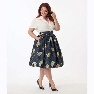Unique Vintage Women's Plus Gellar Swing Skirt