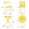 Patio Bistro Sets, 3-Piece Outdoor Furniture with Round Table & 2 Folding Chairs - 4 of 4