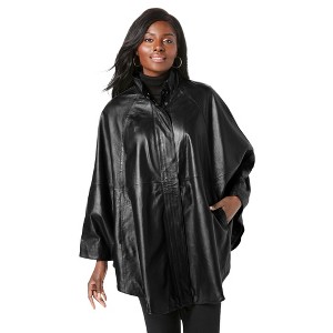 Jessica London Women's Plus Size Leather Duster - 1 of 4
