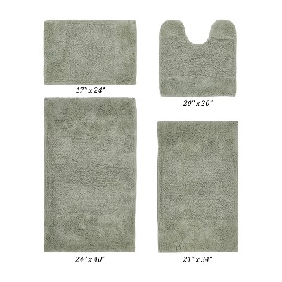 Granada 4 Piece Bath Rug Set 100% Premium Cotton Tufted Non-Slip Backing Bathmats for Bathroom, Super Soft Absorbent, Machine Washable