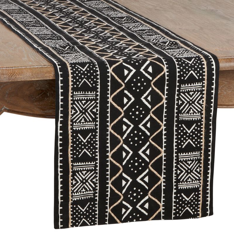 Saro Lifestyle Saro Lifestyle Cotton Table Runner With Mud Cloth Design, 1 of 5