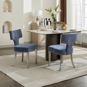 NicBex 24" Counter Height Bar Stools Set of 2,Barstools with Brass Nailheads,Stool Chair with Brushed Stainless Steel Legs,Counter Stools for Kitchen - 1 of 4
