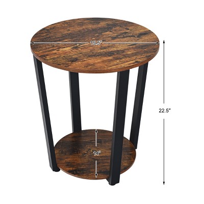 Set of 2 Industrial End Table 2Tier Side Table W/Storage Shelf Sofa Table Black 