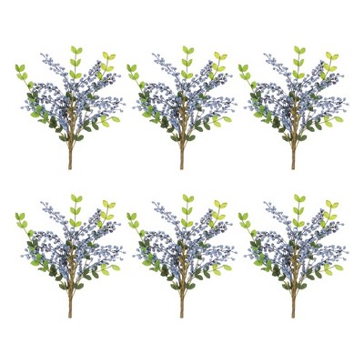 Blue Berry Leaf Spray Set with Green Accents, 20.5"