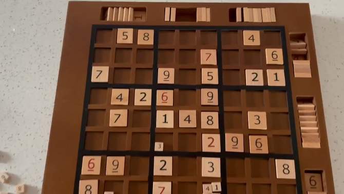 WE Games Wooden Sudoku Board with Storage Slots in Walnut Stain - 11.5 in., 2 of 9, play video