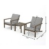 Sapphtopaz Patio Furniture Set Wood Patio Chairs Set of 3 with Cushions and Square Coffee Table Outdoor Chairs for Backyard, Terrace, Garden - 2 of 4