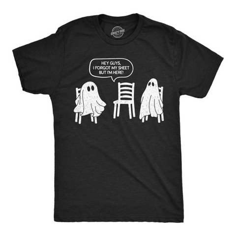 Мужские футболки Crazy Dog T-Shirts, Inc. Mens Funny T Shirts Hey Guys I Forgot My Sheet But Im Here Sarcastic Halloween Ghost Tee for Men - Crazy Dog Men's T Shirt For Halloween Season XL