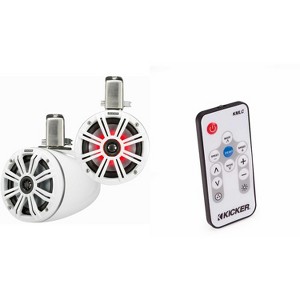 Kicker KMTC65W 6.5" Loaded Marine Wake Tower Enclosures with 45KM654L Speakers - White Grills And Enclosures ( Includes LED Remote ) - 1 of 4