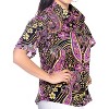 LA LEELA Women's Summer Casual Beach Hawaiian Blouses Shirt V Neck Blouse Short Sleeve Button Up Dress Tops Tee Shirts for Women - 3 of 4