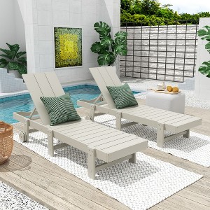 WestinTrends Ashore Modern Poly Reclining Chaise Lounge With Wheels (Set of 2pcs) - 1 of 3