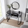 FONTOI 39.4"W Mirrored Makeup Vanity Table with Steel Base 2 Drawers Versatile Design for Bedroom Dressing Room, Gray, 39.4"*17.7"*29.3" - 2 of 4