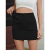 Womens High Wasit Cargo Skirts Bodycon Mini Skirts with Pockets Solid Stretchy Skirts with Plain Hem - 4 of 4