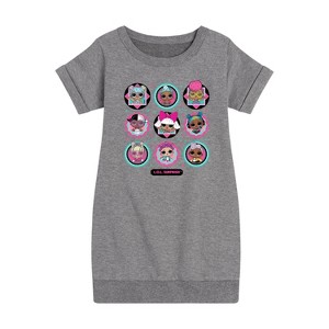 Girls' - LOL Surprise! - All Dolls Together Graphic Short Sleeve Fleece Dress - 1 of 4