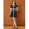 Allegra K Women's Vintage Work Contrast Color Short Sleeve Fit and Flare Dress - 3 of 4