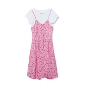 Lands' End Kids Slip Dress with Short Sleeve Tee - 1 of 3