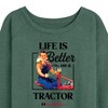 Women's - Instant Message - Life Is Better On A Tractor Lightweight French Terry Wide Neck Long Sleeve Shirt - 2 of 4