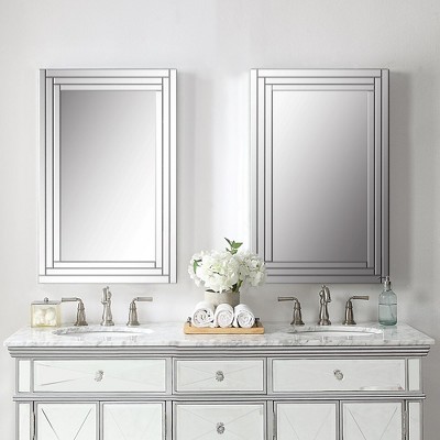 Alanna Sleek Frameless Rectangular Vanity Mirror in Silver