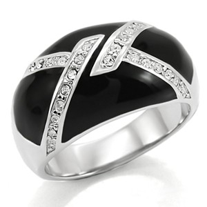 Slickblue Women's Stainless Steel Ring - Clear Simulated Crystal, Polished Finish, Solitaire Design, Size 5-10 - 1 of 4