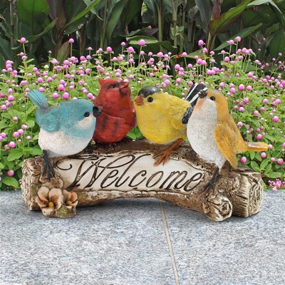 Multicolored Resin Bird Welcome Statue for Garden