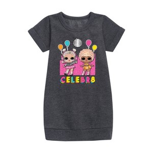 Girls' - LOL Surprise! - Celebr8 Graphic Short Sleeve Fleece Dress - 1 of 2