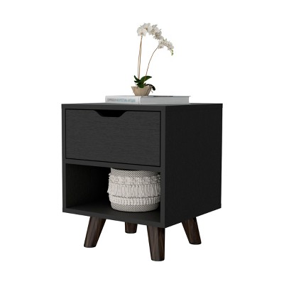 GlasFlength Nightstands Modern Nightstand Bedroom Nightstand Bedside Table with Drawer for Living Room, Black, 15.74"*14.56"*18.89"