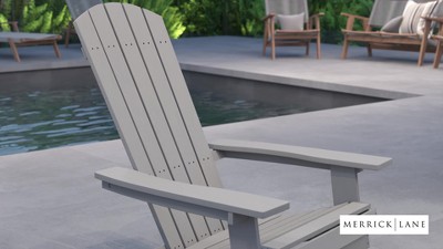 Gray Poly Resin Folding Adirondack Lounge Chairs with Arms