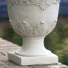 Okak Moroccan Style Succulent Pots with Square Base, Plant Pots with Flower Relief on Surface, Planters for Indoor and Outdoor Use, White - 3 of 4