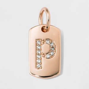 Sterling Silver Initial P Cubic Zirconia Pendant - A New Day Rose Gold, Women