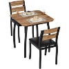 3-Piece Retro Brown Dining Set | Rectangular Table + 2 Upholstered Benches (Seats 4) | Chamfered Metal Frame for Small Kitchens/Apartments - 3 of 4