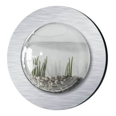 Round Brushed Aluminum Wall Mounted Fish Tank