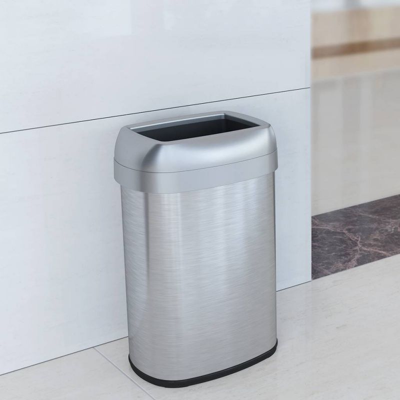 halo quality 13gal Oval Top Stainless Steel Trash Can and Recycle Bin with Dual Deodorizer, 4 of 7