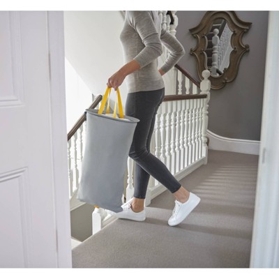 Gray 60L Dual Compartment Laundry Basket with Lid