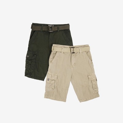 Raw X Kids and Boys 100% Cotton Belted Twill Cargo Shorts 8-18