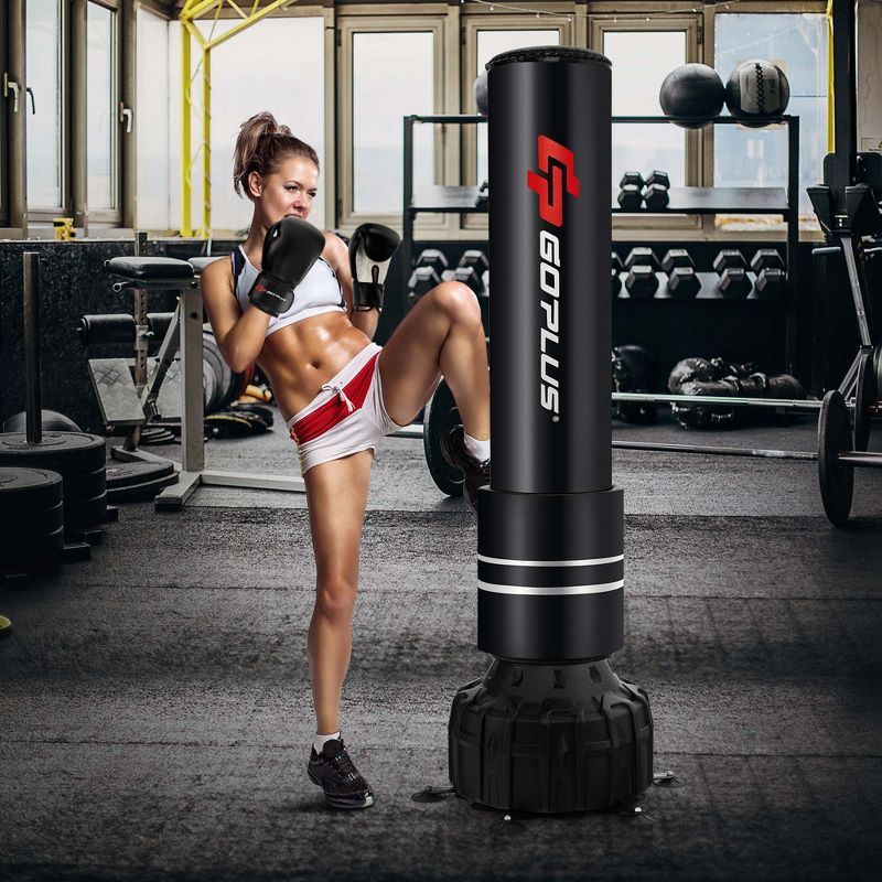 Costway Freestanding Punching Bag 71'' Boxing Bag with25 Suction Cups Gloves & Filling Base, 3 of 11