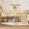 Twin/Twin XL Loft Bed with Storage Shelves, LED Lights & Full-Length Guardrails, Solid Wood Loft Bed Frame - ModernLuxe - 3 of 4