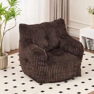 37"W Soft Fluffy Corduroy Fabric Bean Bag Chair Filled with Memory Foam, Lazy Sofa Armchair - ModernLuxe - 1 of 4