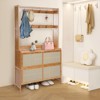 YIYIBYUS Modern Shoe Storage Cabinet With 8 Hooks Coat Rack for Hallway Entryway - 3 of 4