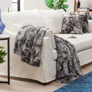 Chanasya 3-Piece Set Wolf Throw Blanket Reverse Faux Shearling Throw & Pillow Covers